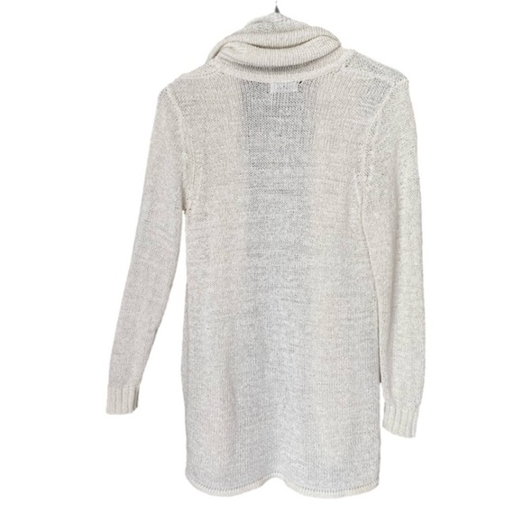 CALVIN KLEIN Cardigan Drape Open Front Pockets Creamy White Knit Women - Picture 4 of 11